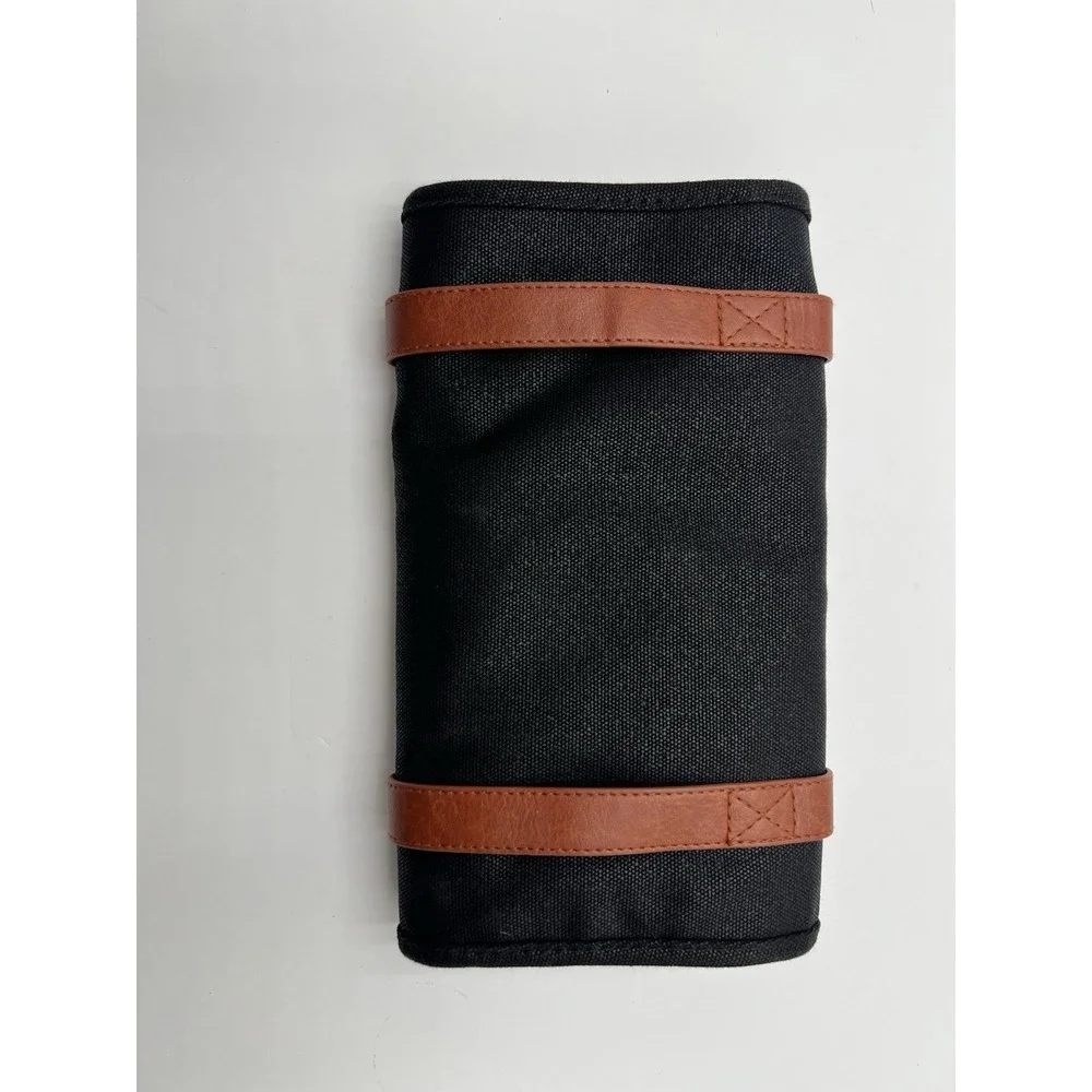 Gentlemen's Hardware GEN091 Charcoal Tool Roll Black Canvas Brown Buckle Tool